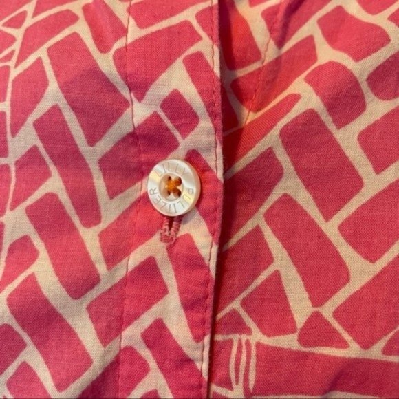 Lilly Pulitzer Geometric Print Resort Fit Button Down Blouse Top Small - Picture 15 of 16